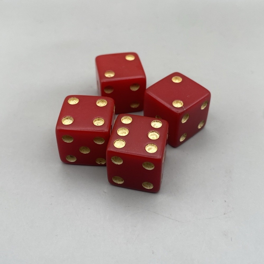 1956 Yahtzee 4 Red Dice Die Replacement Vintage Board Games